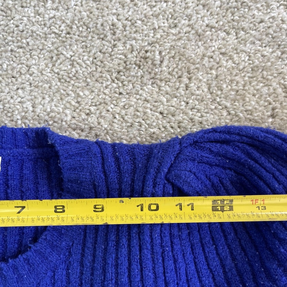 Lucky YY Sweater Womens Small Blue Crew Neck Puff 3/4 Sleeve Chunky Knit - Picture 5 of 9